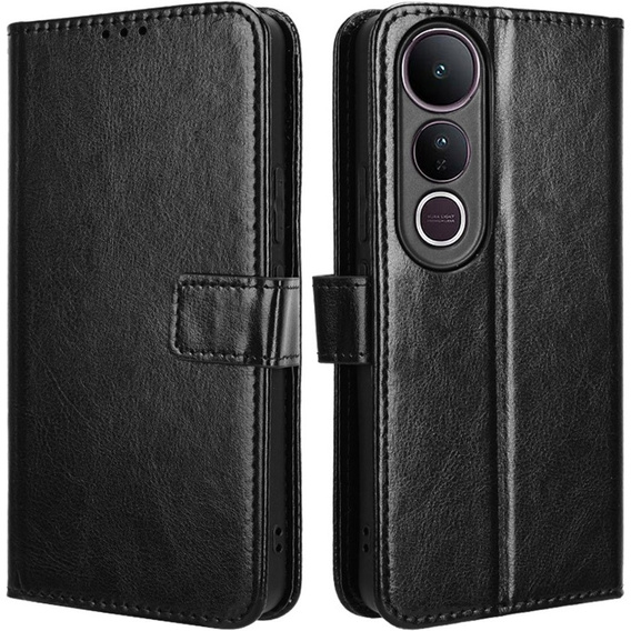 Klopové pouzdro pro Vivo V50 Lite 4G / 5G, Crazy Horse Wallet, černé