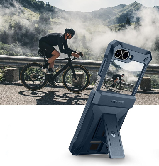 Pancéřové pouzdro pro Samsung Galaxy Z Flip7 FE / Z Flip6, Dexnor Clip Holder, námořnicky modré