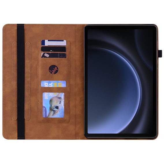 Pouzdro pro Samsung Galaxy Tab S10 Lite / S10 FE / S9 FE, Wallet Pen Slot, hnědý