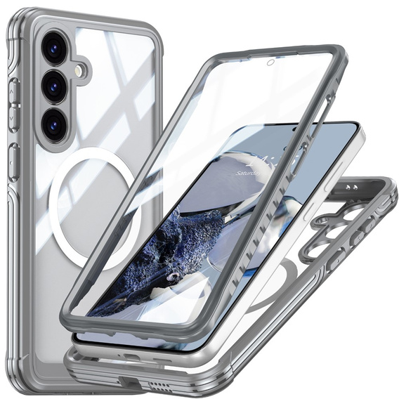 Pouzdro pro Samsung Galaxy S25 FE, Shockproof, se sklem, pro MagSafe, šedé