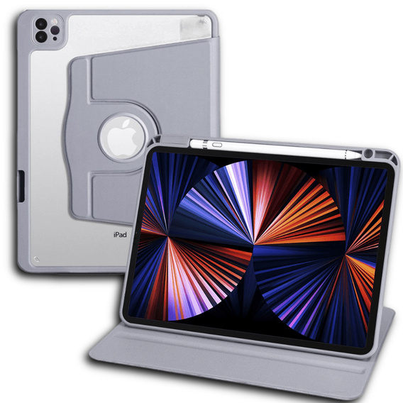 Pouzdro pro iPad Pro 11" 2022/2021/2020 (4/3/2 gen.), s prostorem pro stylus, otočné o 360°, fialové