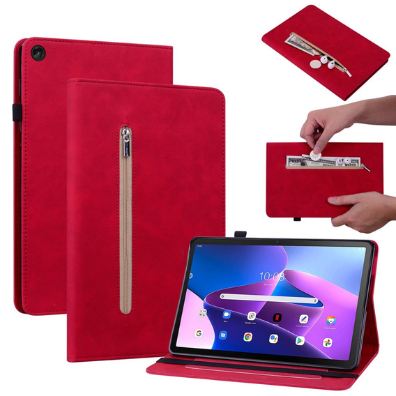 Pouzdro pro Lenovo Tab M10 10.1 Gen 3, Wallet Pen Slot, červené