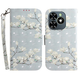 Klopové pouzdro pro Infinix Hot 40i, Wallet, Magnolia Flowers šedé