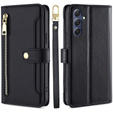 Klopové pouzdro pro Samsung Galaxy A16, Wallet Zipper Pocket, černé