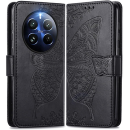 Klopové pouzdro pro Realme 12 Pro 5G / 12 Pro+ 5G, Butterfly, černé