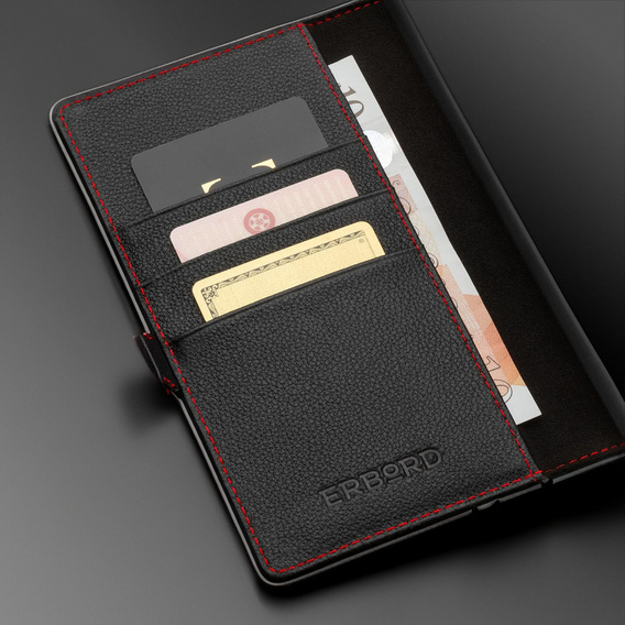 Kožené pouzdro pro Samsung Galaxy S24, ERBORD LeatherWallet, černé