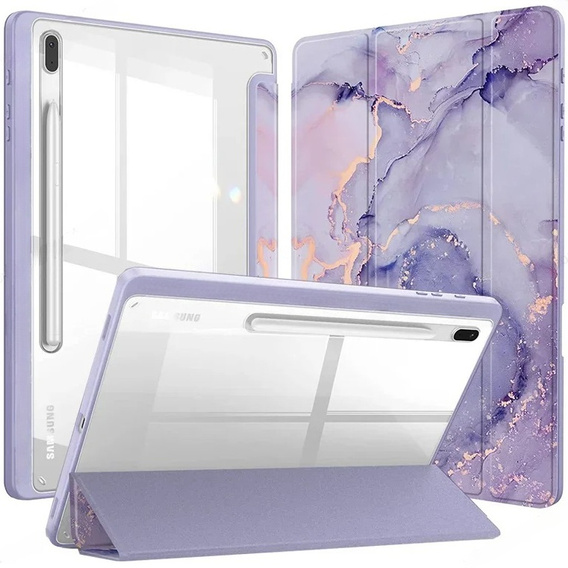 Pouzdro pro Samsung Galaxy Tab S10 FE+ Plus, Smartcase Hybrid, se slotem na stylus, Marble fialové