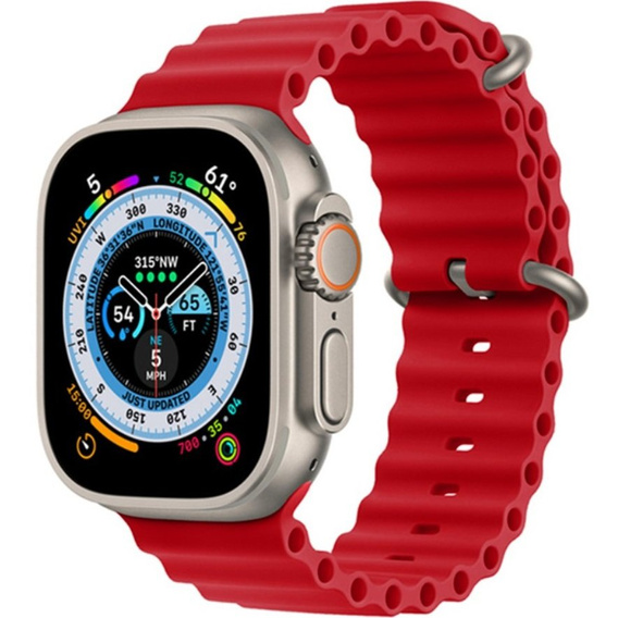 Pasek Silikonowy Ocean do Apple Watch 1/2/3/4/5/6/7/8/SE/ULTRA 42/44/45/49mm, Czerwony