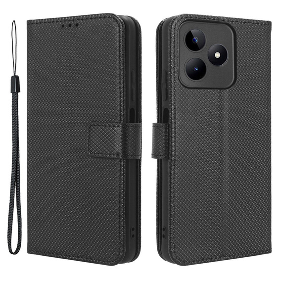 Klopové pouzdro pro Realme Note 50, Wallet Smart Magnet, černé