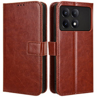 Klopové pouzdro pro Xiaomi Poco F6 Pro, Crazy Horse Wallet, hnědé