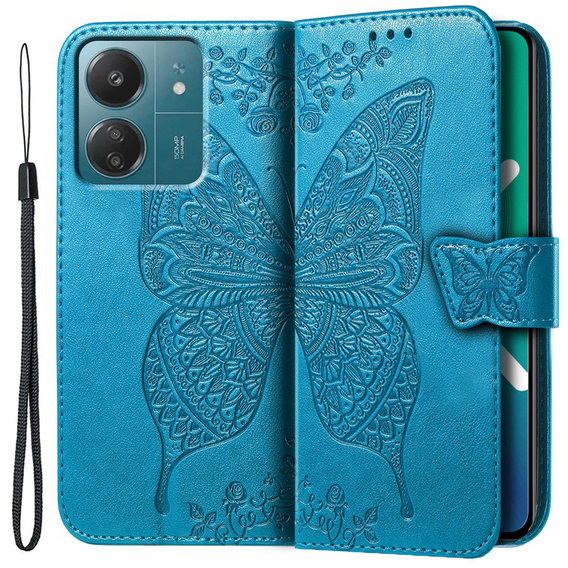 Klopové pouzdro pro Xiaomi Redmi 13C / Poco C65, Butterfly, modré