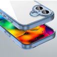Pouzdro pro iPhone 17, s krytem fotoaparátu, průhledné s modrými boky