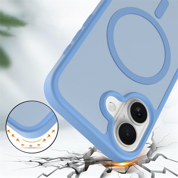Matné pouzdro pro iPhone 17, pro MagSafe, průsvitně modré