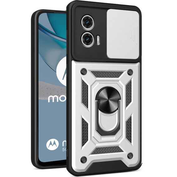 Pouzdro pro Motorola Moto G53 5G, CamShield Slide, stříbrné