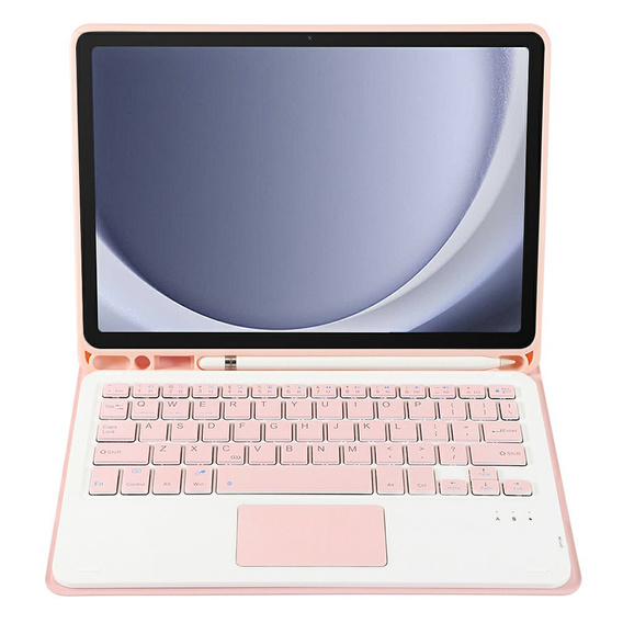 Pouzdro + klávesnice Samsung Galaxy Tab A9+, Leather Pen Slot TouchPad, růžové