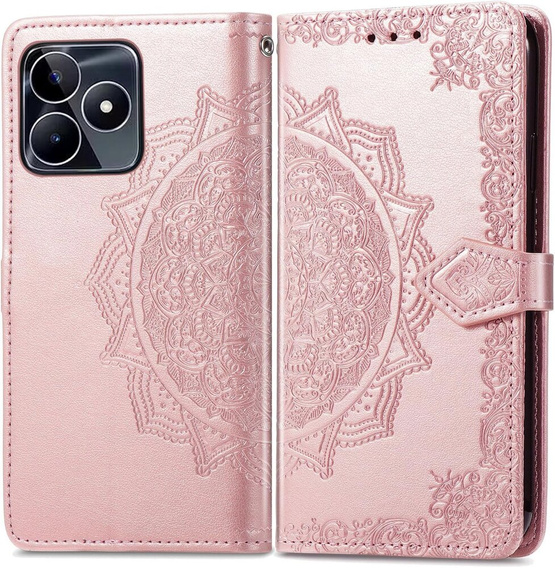 Klopové pouzdro pro Realme Note 50, Mandala, růžové