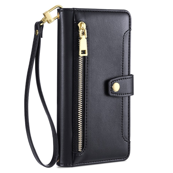 Klopové pouzdro pro Motorola Moto G84 5G, Wallet Zipper Pocket, černé