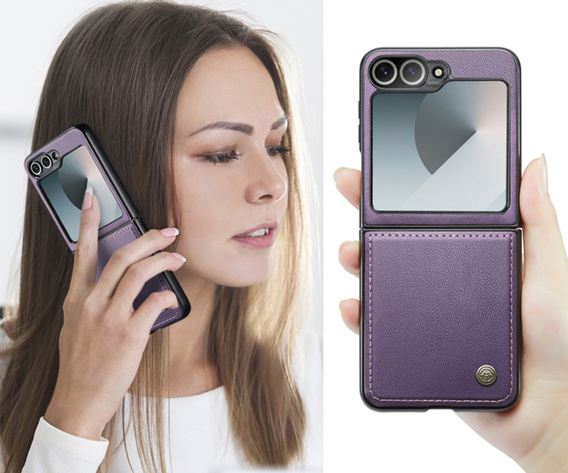 Pouzdro pro Samsung Galaxy Z Flip7 FE / Z Flip6, CASEME Litchi Leather, fialové