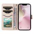 Pouzdro s klopou pro iPhone 16E, Rhombus Crossbody Leather, béžové