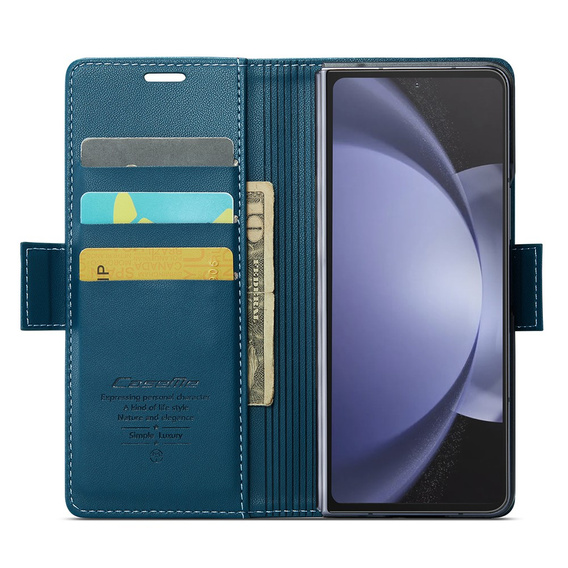 Flipové pouzdro CASEME pro Samsung Galaxy Z Fold6 5G, Litchi Wallet, modré