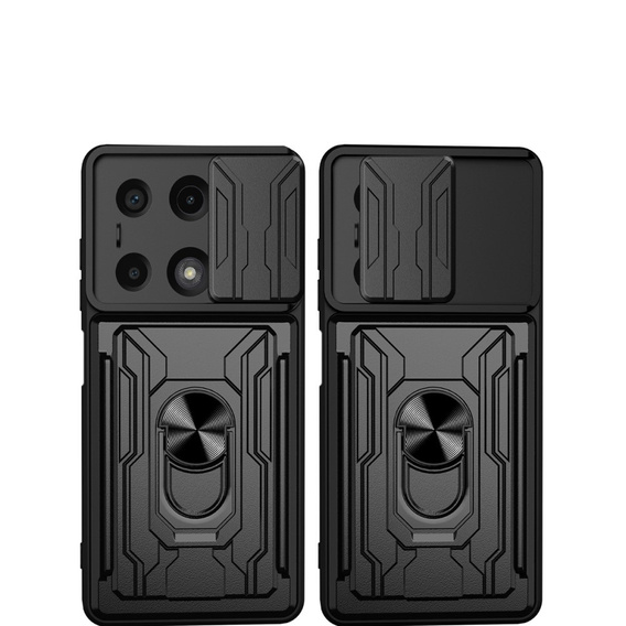 Pancéřové pouzdro pro Xiaomi Redmi Note 13 Pro 4G / Xiaomi Redmi Note 14S / Xiaomi Poco M6 Pro 4G, Camera Slide Card Slot, černé