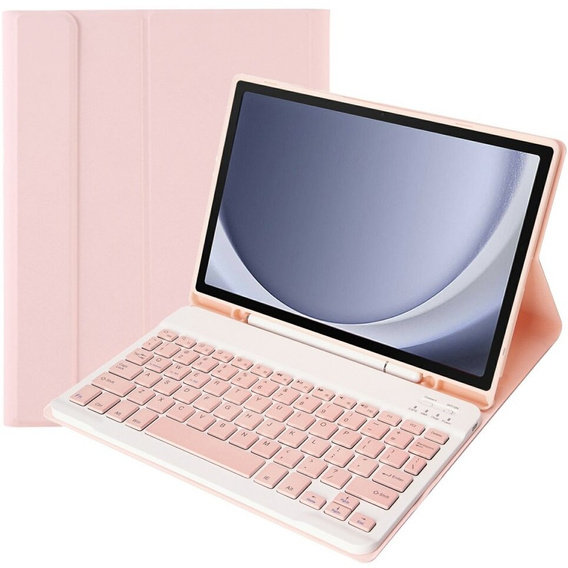 Pouzdro + klávesnice Samsung Galaxy Tab A9, Leather Pen Slot, růžové rose gold
