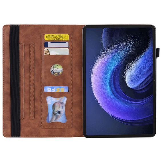 Pouzdro pro Xiaomi Pad 6, Classic, s prostorem pro stylus, hnědé