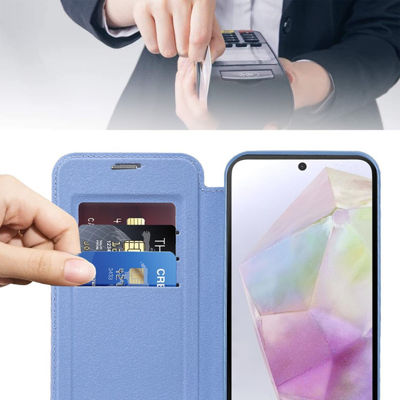 Klopové pouzdro pro Samsung Galaxy A26, RFID Wallet MagSafe CamShield, modré