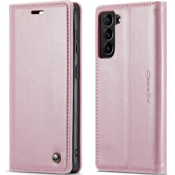 CASEME flipové pouzdro pro Samsung Galaxy S21 FE, Waxy Textured, růžové