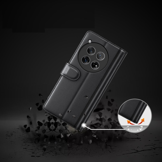 Flipové pouzdro pro OnePlus 12 5G, Split Leather, černé