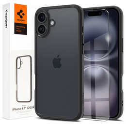 Pouzdro Spigen pro iPhone 16 Plus, Ultra Hybrid, černé + 9H tvrzené sklo