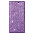 Flipové pouzdro pro iPhone 16E, Card Slot Glittery, fialové