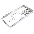 Pouzdro pro iPhone 14 Pro, Electro MagSafe, stříbrné + sklo na displej
