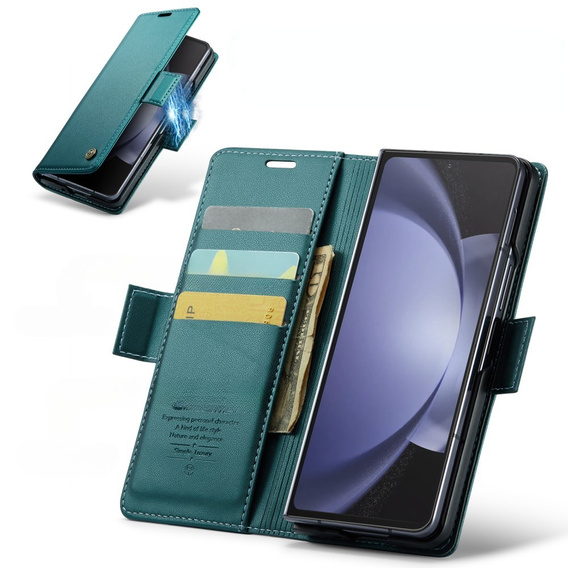 Flipové pouzdro CASEME pro Samsung Galaxy Z Fold6 5G, Litchi Wallet, zelené