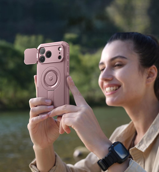 Pancéřové pouzdro Dexnor se stojánkem a spouští fotoaparátu, pro MagSafe pro iPhone 17 Pro Max