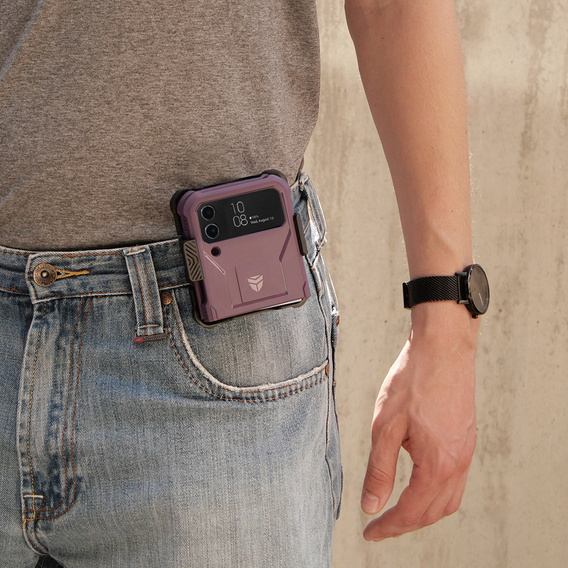 Pancéřové pouzdro pro Samsung Galaxy Z Flip 4 5G, Dexnor Clip Holder, fialové