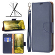 Klopové pouzdro pro Samsung Galaxy A25 5G, Wallet Litchi Leather, námořnicky modré + 9H sklo 