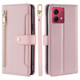 Klopové pouzdro pro Motorola Moto G84 5G, Wallet Zipper Pocket, růžové