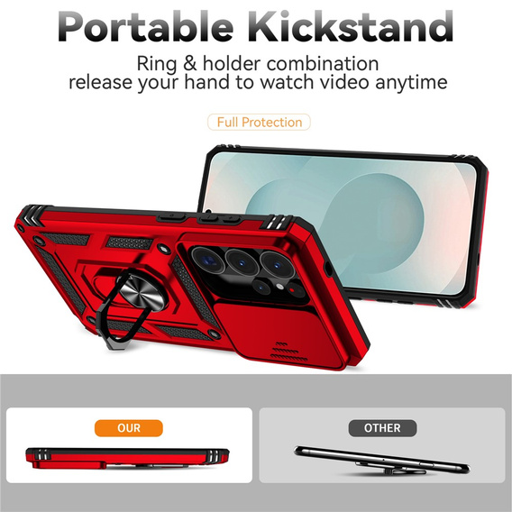 Pancéřové pouzdro s podstavcem a krytem objektivu pro Samsung Galaxy S26 Ultra