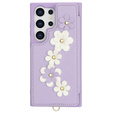 Pouzdro pro Samsung Galaxy S24 Ultra, Leather Flower Card Slot, fialové