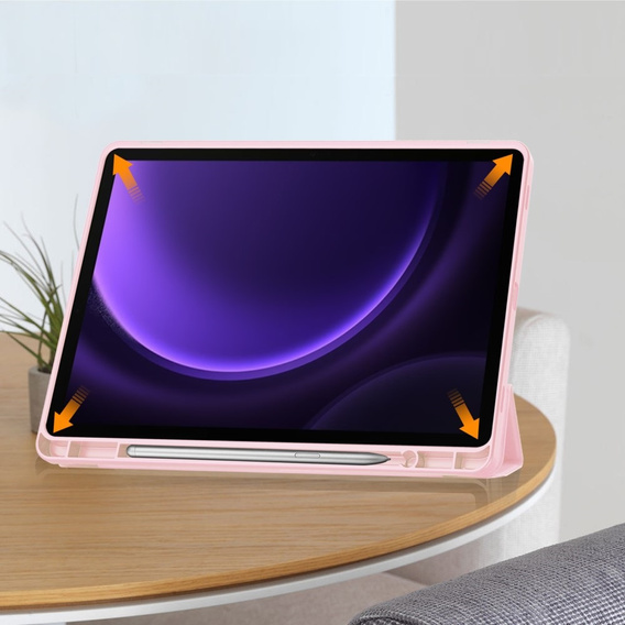 Pouzdro pro Samsung Galaxy Tab S9 FE / S10 FE, Smartcase s prostorem pro stylus, růžové