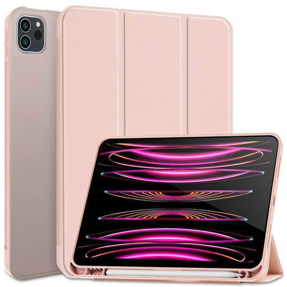 Pouzdro pro iPad Pro 12.9" 2022/2021/2020 (6/5/4 gen.), Smart Pencil, se slotem na stylus, růžové
