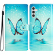 Klopové pouzdro pro Samsung Galaxy A25 5G, Wallet, Butterfly, modré + 9H sklo 