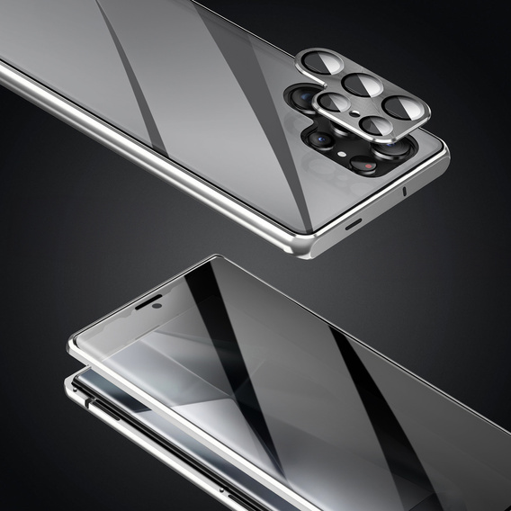 Pouzdro pro Samsung Galaxy S24 Ultra, Privacy Dual Glass, stříbrné