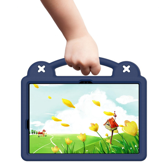 Dětské pouzdro pro Samsung Galaxy Tab S9 FE+ Plus, Cute Patterns, se stojánkem, tmavě modrá