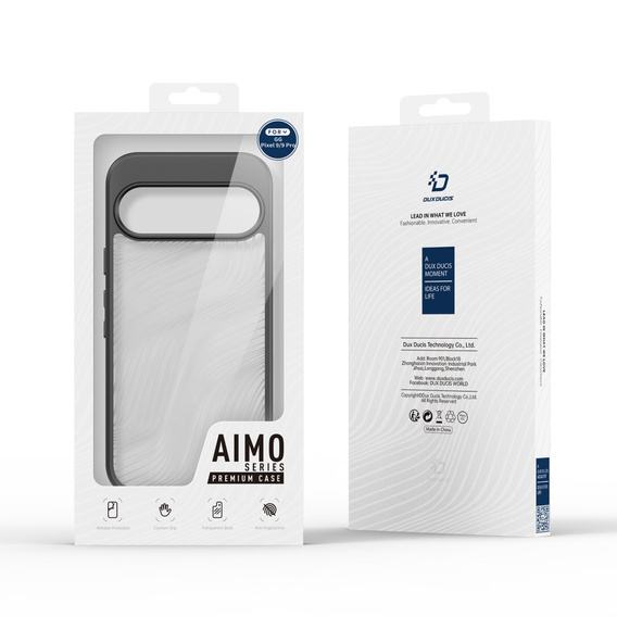 Pouzdro DuxDucis pro Google Pixel 9 / Google Pixel 9 Pro, Aimo case, transparentní / černé