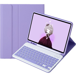 Pouzdro s bluetooth klávesnicí pro iPad 11" 2025 A16 (11 gen.) / iPad 10.9" 2022 (10 gen.), fialové
