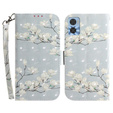 Klopové pouzdro pro Motorola Moto E22 / E22i, Wallet, flowers magnolia, bílé