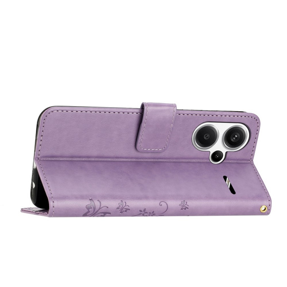 Klopové pouzdro pro Xiaomi Redmi Note 13 Pro+, Butterfly, fialové