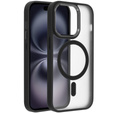 Pouzdro pro iPhone 16 Pro, pro MagSafe, ERBORD Matt Case, transparentní / černé + sklo na displej